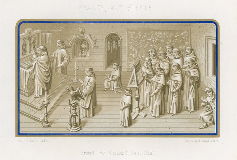 Billede i grisaille fra Vor Frues Mirakler af French School