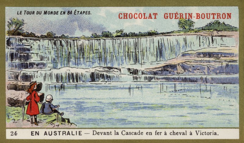 Foran Horseshoe Falls, Victoria, Australien (chromolitho) af French School