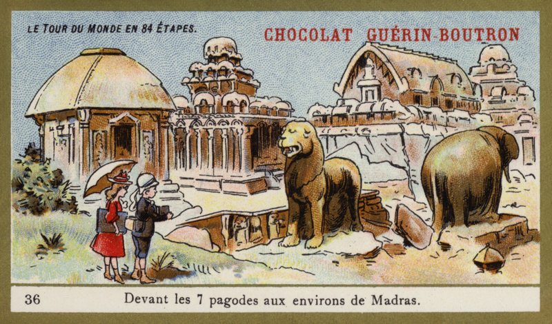 Foran de syv templer i området Madras (chromolitho) af French School