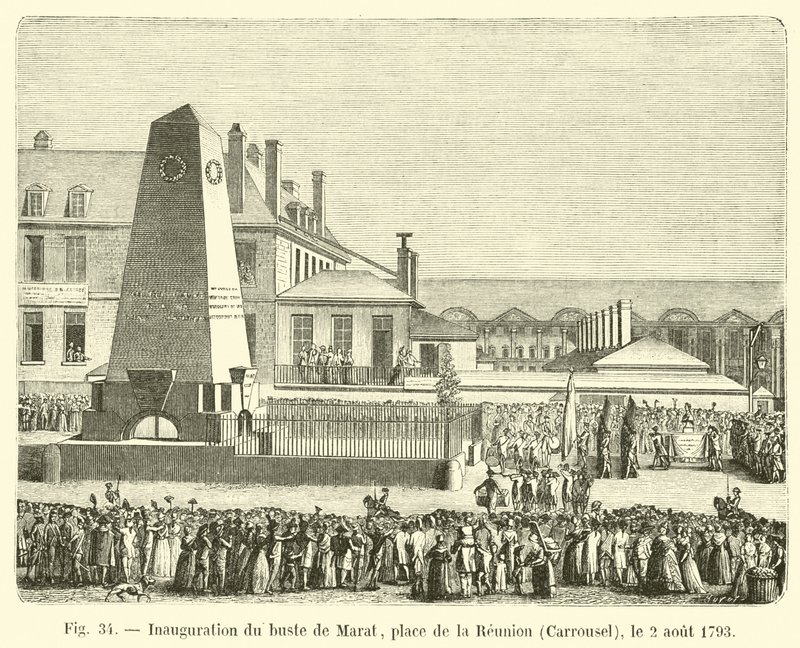 Indvielse af busten af ​​Marat, Place de la Réunion, Carrousel, 2. august 1793 af French School