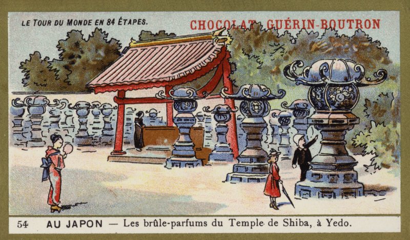 Røgelsebrændere fra Shibas tempel i Edo, Japan (chromolitho) af French School