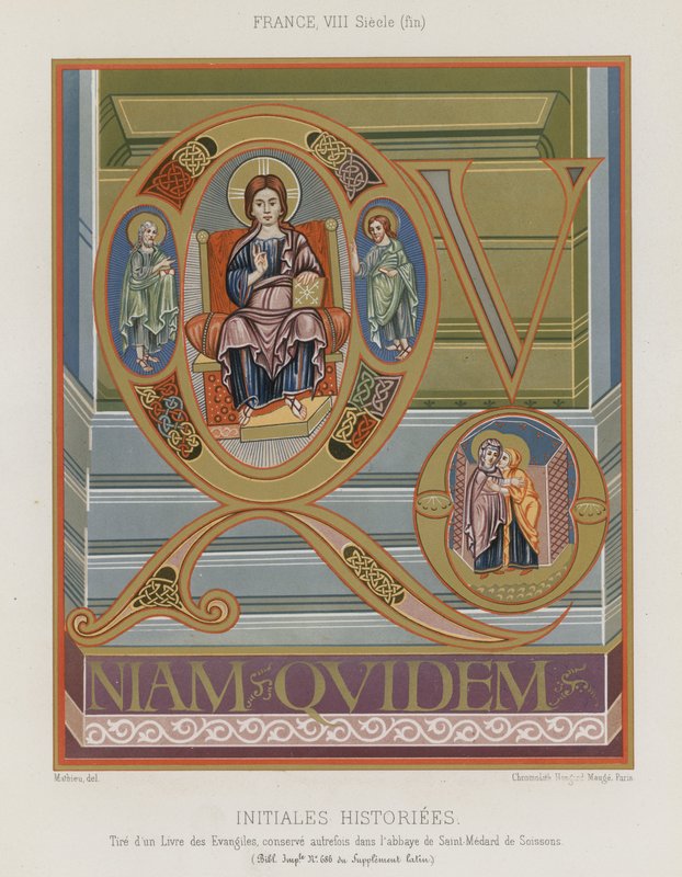 Initialer fra et illumineret manuskript fra det 8. århundrede af French School