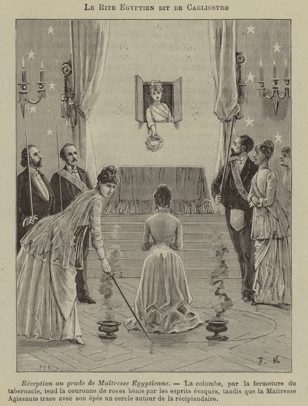 Indvielse af en elskerinde af Egypten i den egyptiske ritual (gravering) af French School