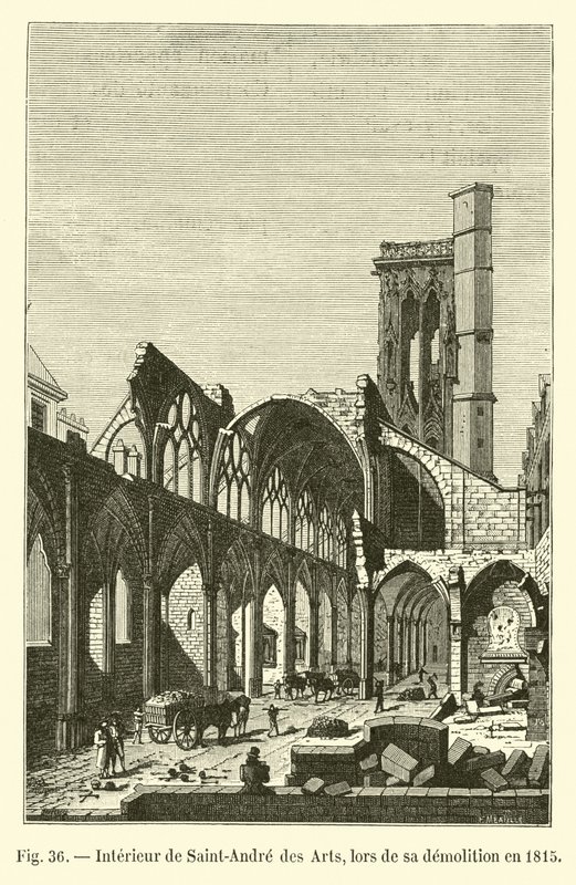 Interiør af Saint-Andre des Arts, under dets nedrivning i 1815 af French School