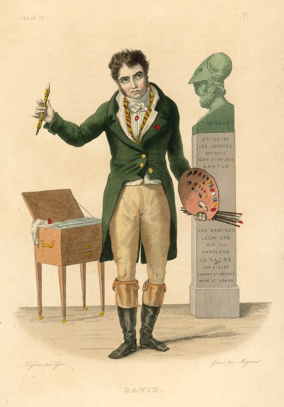 Jacques-Louis David (farvet gravering) af French School