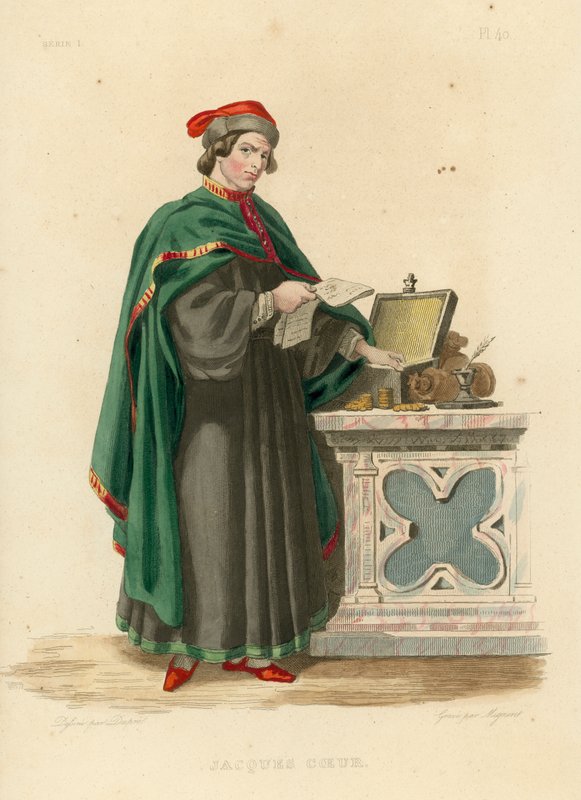 Jacques Coeur (farvet gravering) af French School