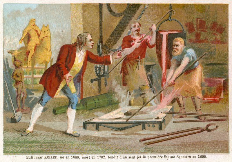 Jean-Balthazar Keller støbte den første rytterstatue i 1699. af French School