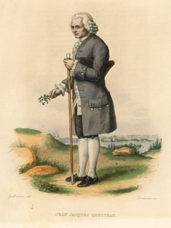 Jean Jacques Rousseau (farvet gravering) af French School