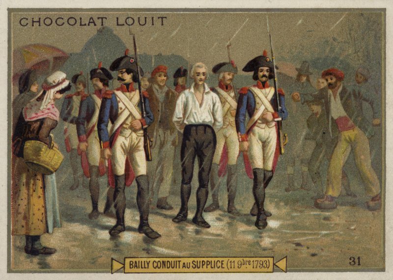 Jean Sylvain Bailly på vej til guillotinen, den franske revolution, 11. november 1793 af French School