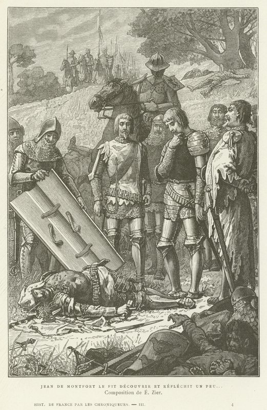 Jean de Montfort opdager liget af Charles af Blois efter slaget ved Auray, 1364 af French School