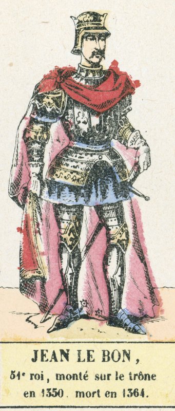 Jean le Bon, 51. konge, besteg tronen i 1350, døde i 1364 (farvet indgravering) af French School
