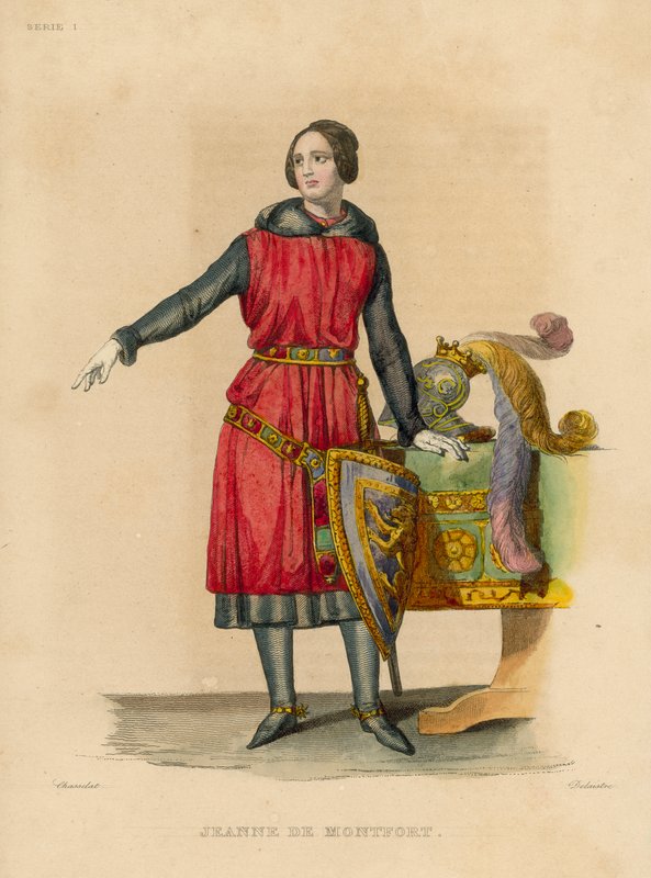 Jeanne de Montfort (farvet gravering) af French School
