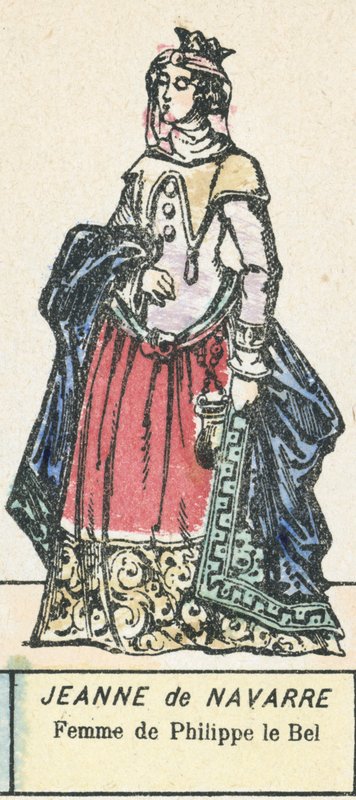 Jeanne af Navarra, kone til Filip den Skønne (farvet gravering) af French School