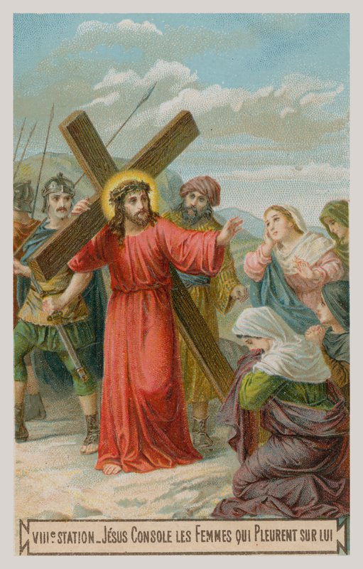 Jesus trøster de kvinder, der græder over ham. Korsets ottende station af French School