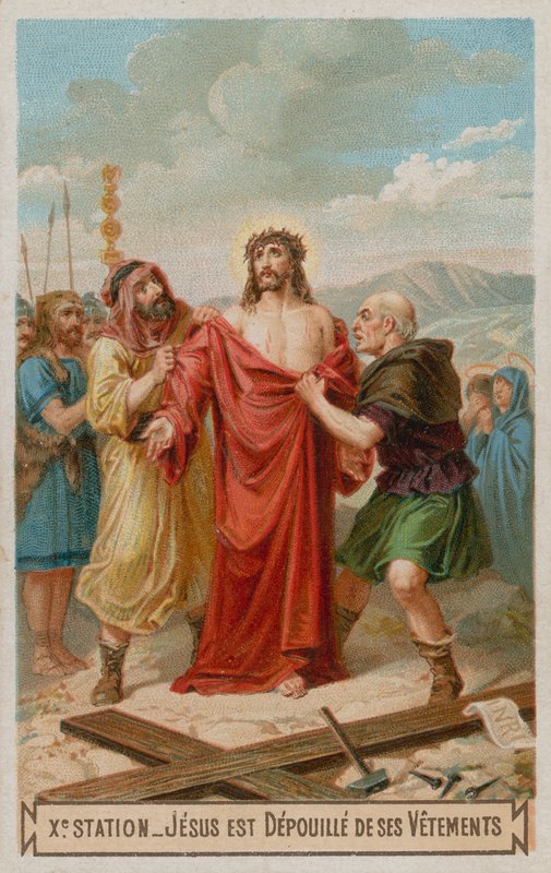 Jesus bliver frataget sine klæder. Korsets tiende station af French School