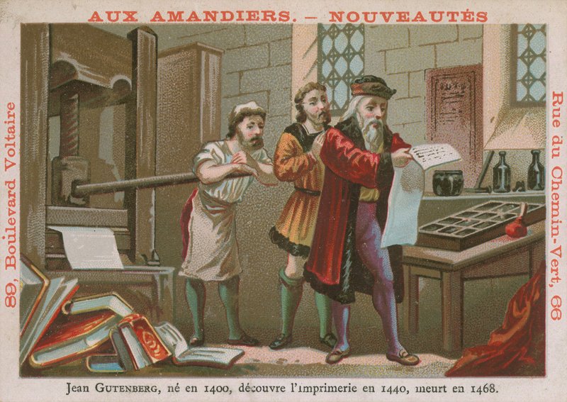 Johannes Gutenberg, tysk opfinder og bogtrykker fra det 15. århundrede af French School