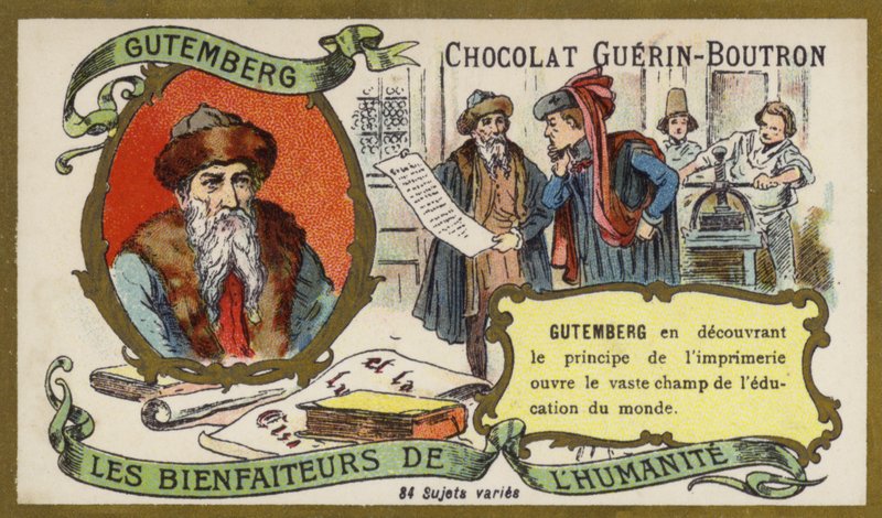 Johannes Gutenberg, tysk, gravør, opfinder og printer (chromolitho) af French School