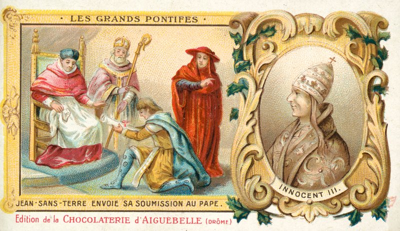 John, konge af England, sender sin underkastelse til pave Innocentius III, 1213 af French School