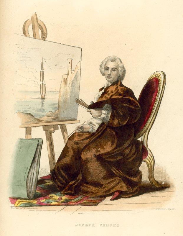 Joseph Vernet (farvet gravering) af French School