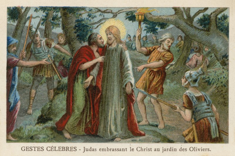 Judas kysser Kristus i Getsemane Have af French School