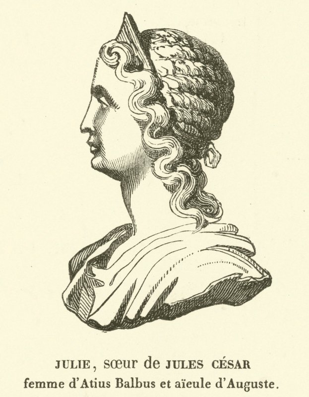 Julia Minor, søster til Julius Cæsar, hustru til Marcus Atius Balbus, og mors bedstemor til Augustus (gravering) af French School