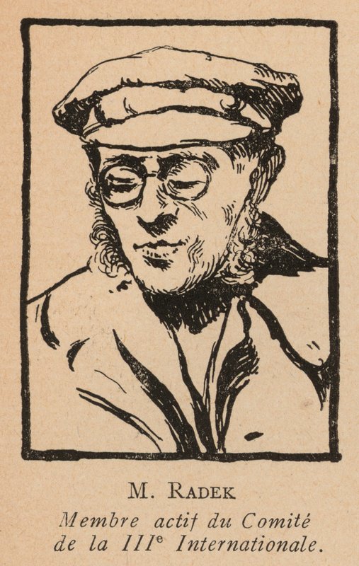 Karl Radek, polsk marxistisk revolutionær og sekretær for Den Tredje Kommunistiske Internationale (Komintern) (litografi) af French School