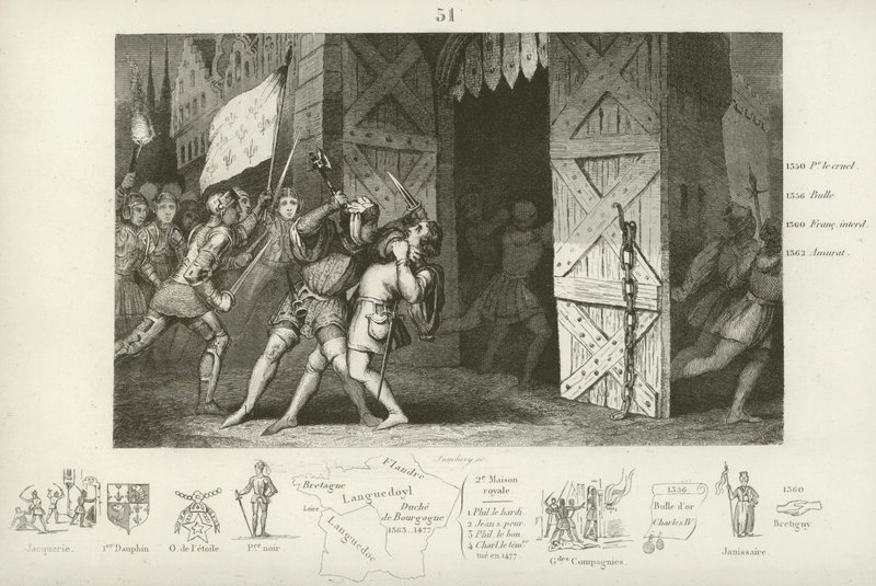 Killing of Etienne Marcel, provost of the merchants of Paris, by Jean Maillard, Paris, July 1358  af French School