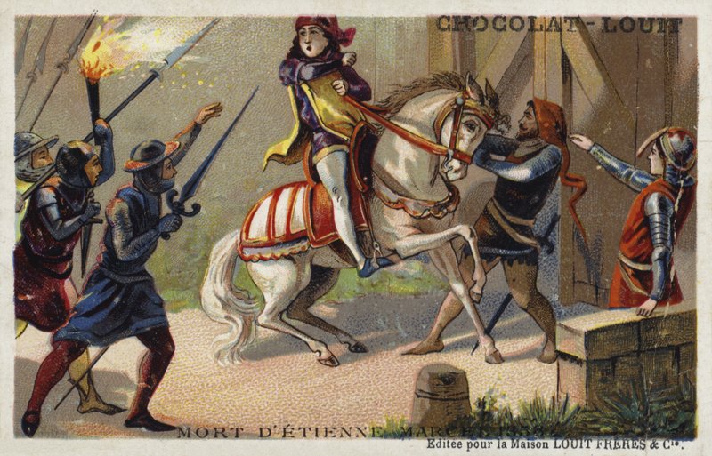 Drab på Etienne Marcel, prost for købmændene i Paris, af Jean Maillard, Paris, juli 1358 af French School