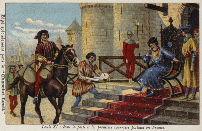 Kong Ludvig XI etablerede det første postvæsen i Frankrig, 1464 af French School