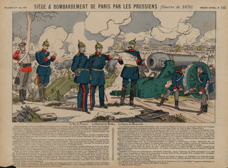 Kong Wilhelm I af Preussen, Otto von Bismarck og feltmarsha Helmuth von Moltke ved belejringen af Paris, den fransk-preussiske krig af French School