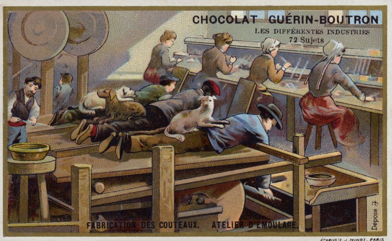 Kniv fremstilling. Slibeværksted (chromolitho) af French School