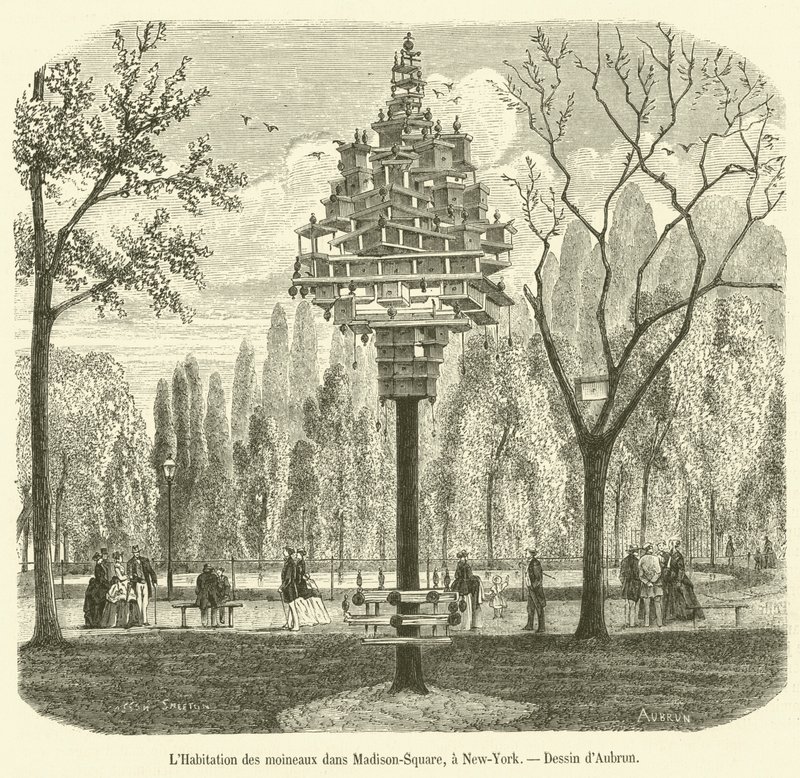 The House of Sparrows på Madison Square, New York (gravering) af French School