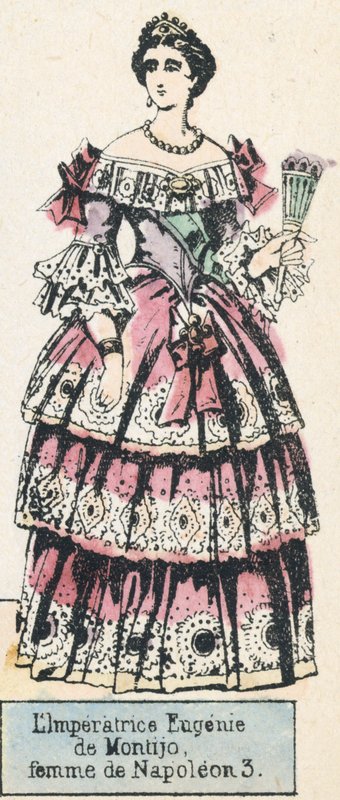 Kejserinde Eugenie de Montijo, kone til Napoleon 3 (farvet gravering) af French School