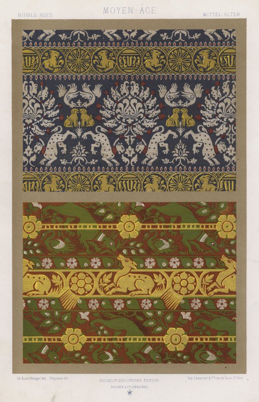 Stoffets udsmykning: middelalder, middelalder, Mittel-Alter (farve litho) af French School