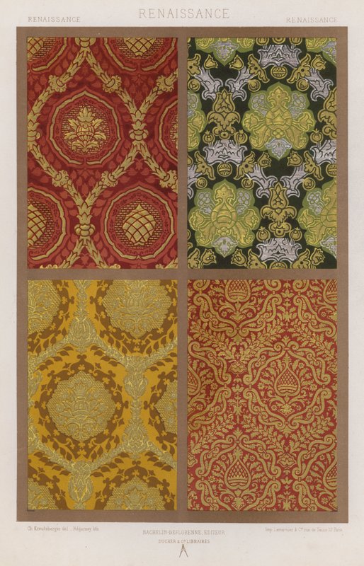 The Ornament of Fabrics: Renaissance (farve litho) af French School