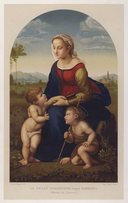 La Belle Jardiniere efter Raphael, Louvre-museet (chromolitho) af French School