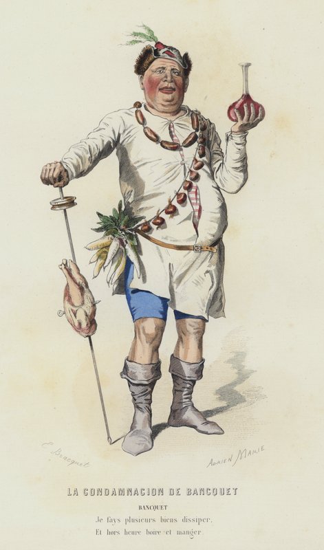 The Damnation of Bancquet (farvet indgravering) af French School