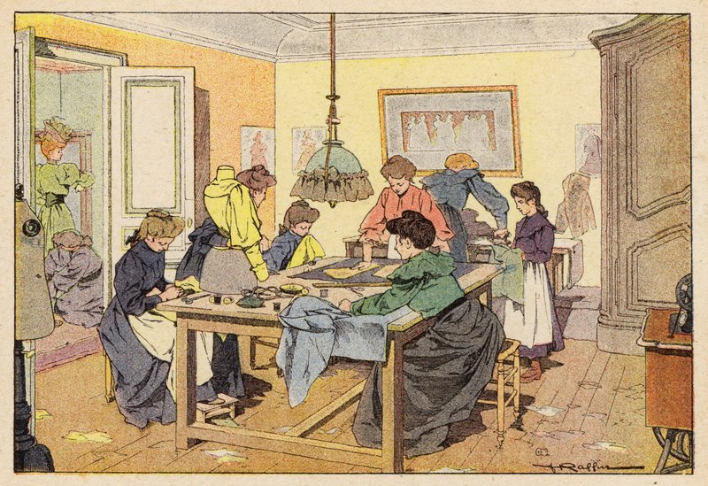 La Couturiere, Couturier (farve litho) af French School