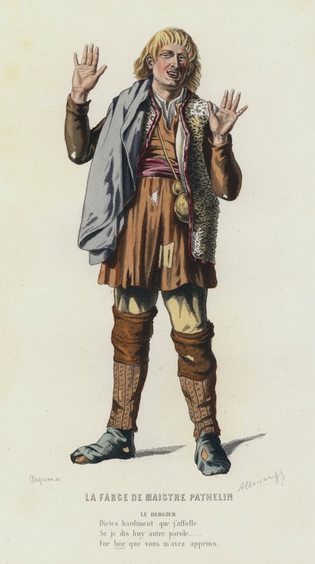 La Farce De Maistre Pathelin (farvegravering) af French School