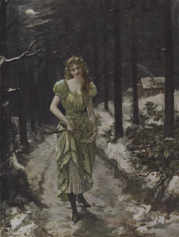 La Fee au Gui (Misteltenfeen) (farve litho) af French School