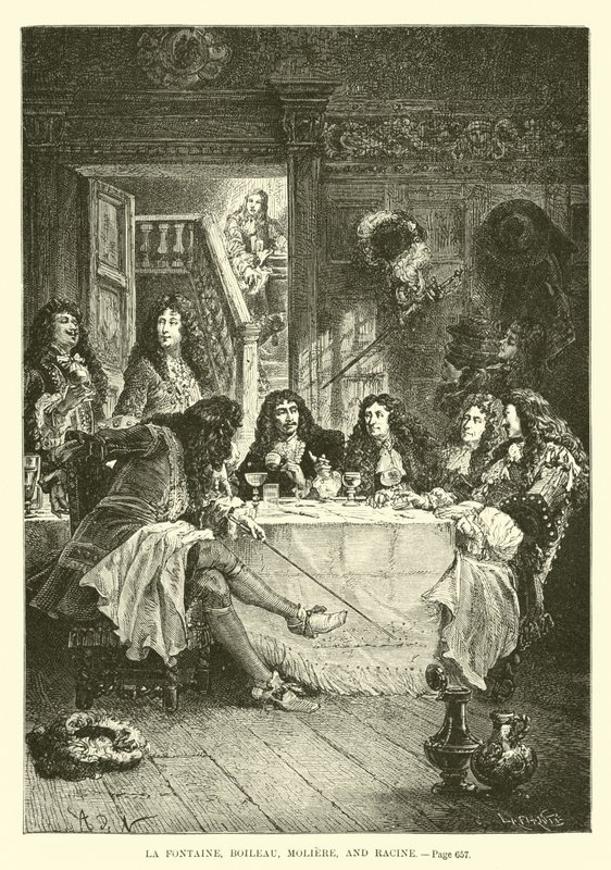La Fontaine, Boileau, Moliere og Racine af French School