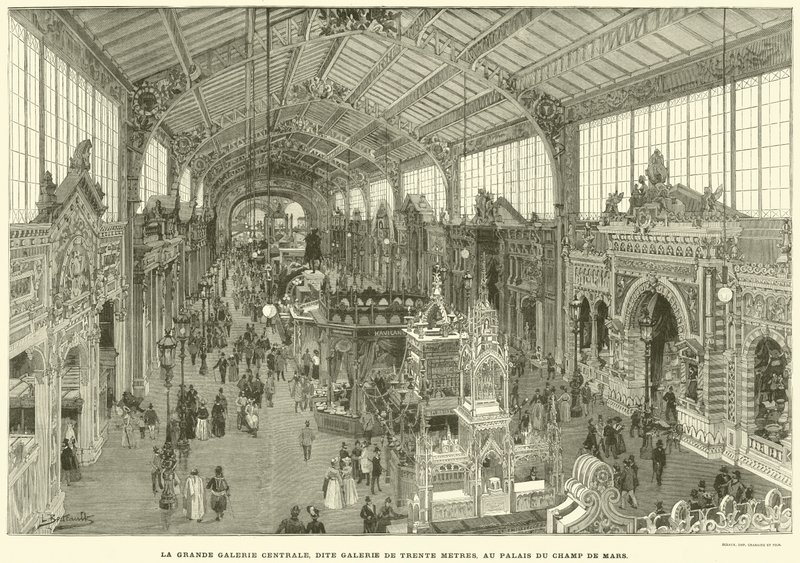 Det Store Centralgalleri, kendt som Thirty Meter Gallery, ved Palais du Champ de Mars (gravering) af French School