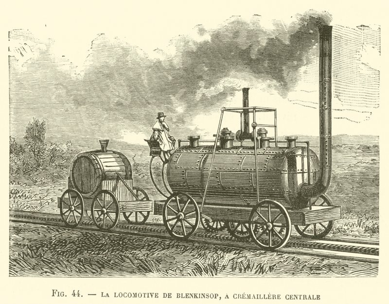 La Locomotive de Blenkinsop, en Cremaillere Centrale (gravering) af French School