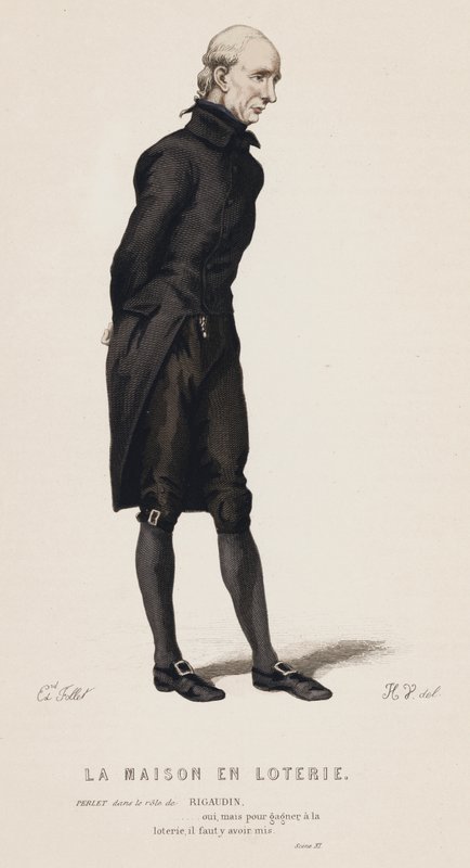 Lotterihuset, Scene XI (farvet gravering) af French School