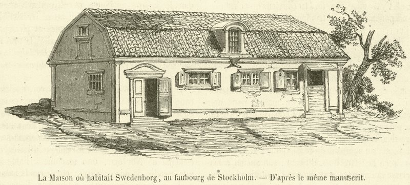 Huset, hvor Swedenborg boede, i forstaden til Stockholm (gravering) af French School