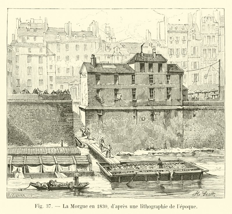 Morgue i 1830, fra en moderne litografi af French School