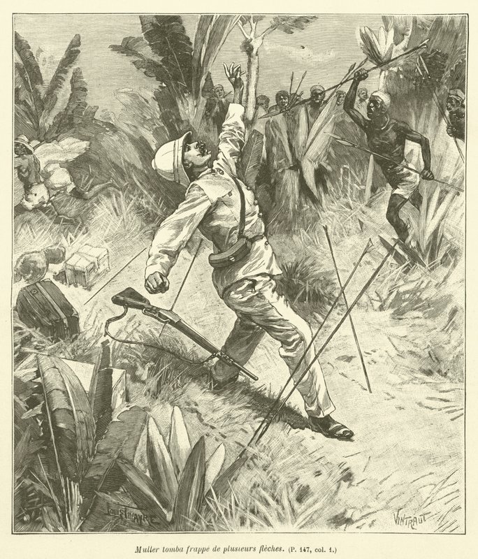 The Death of the Explorer Muller (gravering) af French School