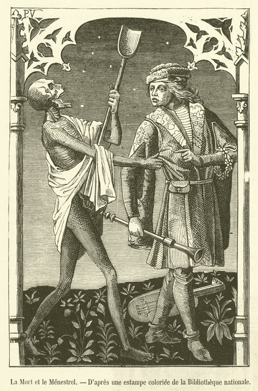 Death and the Minstrel (gravering) af French School