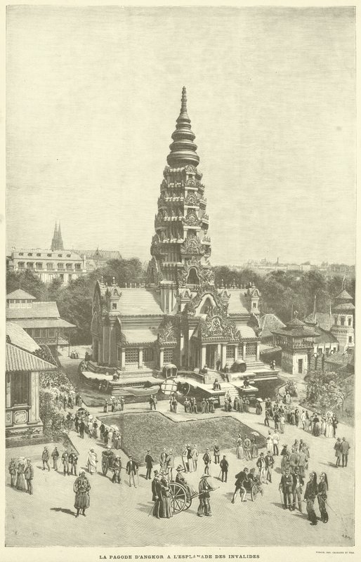 Angkor Pagoda ved Esplanade des Invalides (gravering) af French School