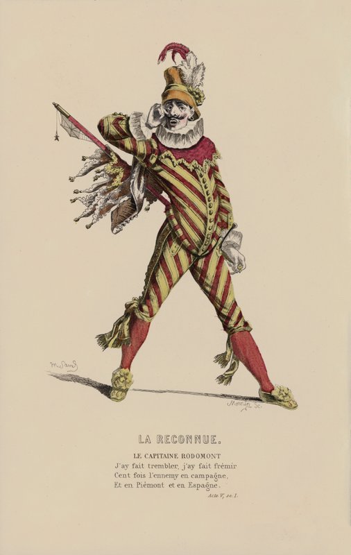 Den anerkendte, kaptajn Rodomont (farvet gravering) af French School